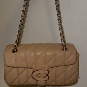 Tan Quilted Chain Shoulder Bag